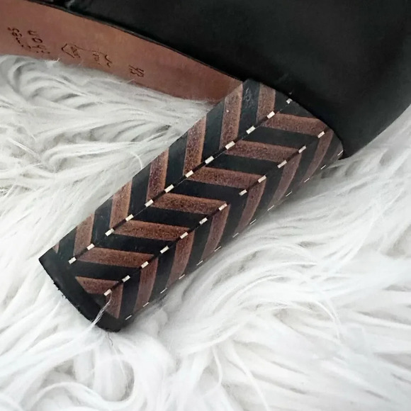 JAMES CHAN | Delia Black Ankle Boots Booties Herringbone Chevron | Size 8.5 - Picture 7 of 13